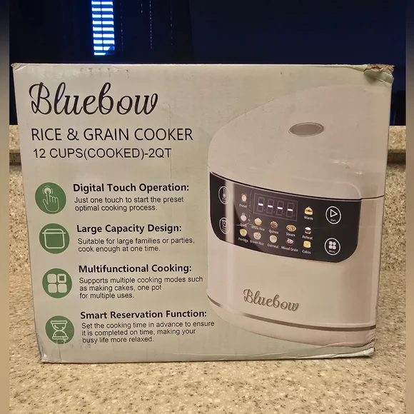 Bluebow Digital Rice Cooker, 6-Cup/2QT Small Rice Maker, 10 Presets, 24-Hr Timer - Picture 12 of 13